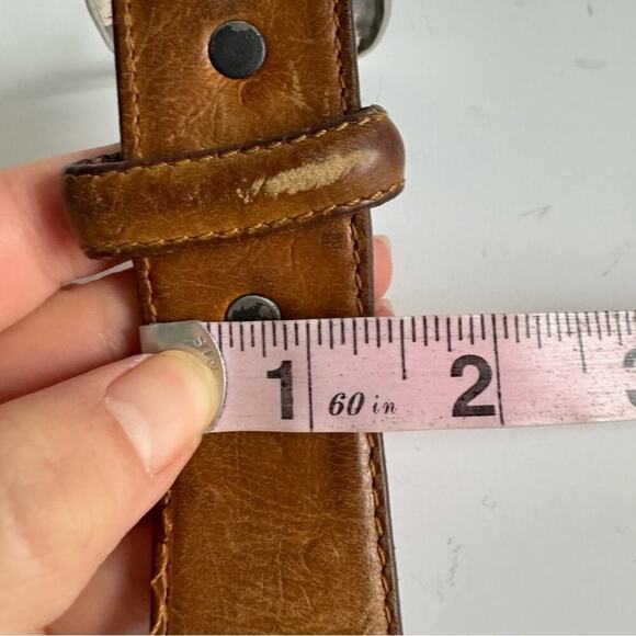 Ostrich Leather Belt Exotic Brown Tan Vintage Distressed Western Silver Mens 40 - Picture 12 of 16
